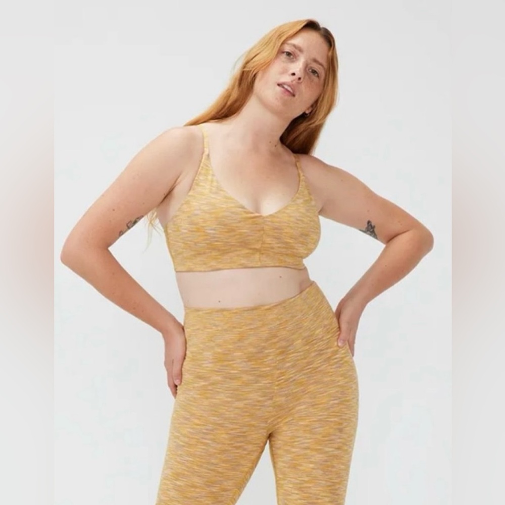 NWT Outdoor Voices Sports Bra Yellow & Grey Size XS